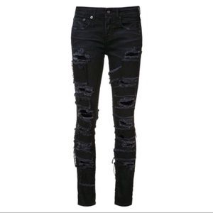 R13 Extra EXT Alison Black Patch Skinny Jeans
